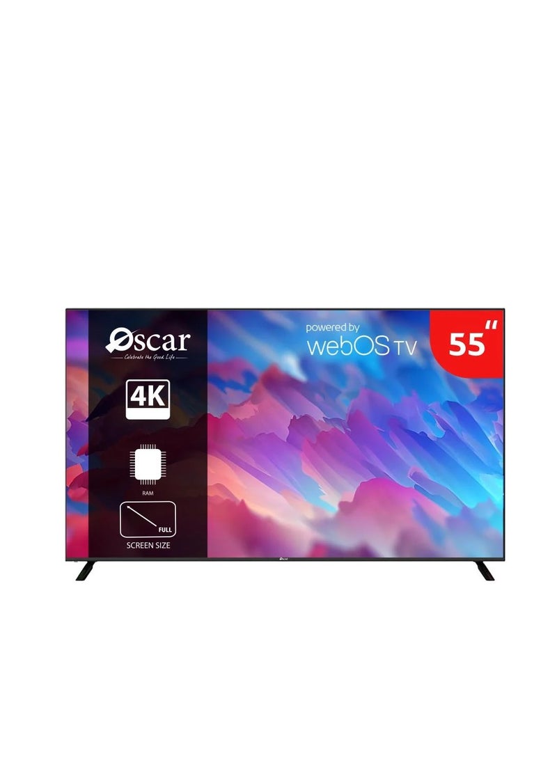 شاشة أوسكار QLED webOS مقاس 55 بوصة مع حامل حائط، طراز OS55QLEDW